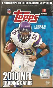 2010 Topps Football Factory Sealed HOBBY Box - 1 Autograph Or Relic Card & 6 Gridiron Giveaway Redemption Cards Per HOBBY Box - In Stock   front image