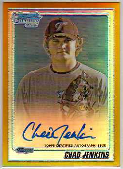 2010 Bowman Chrome Prospects Gold Refractors #BCP94B Chad Jenkins AU