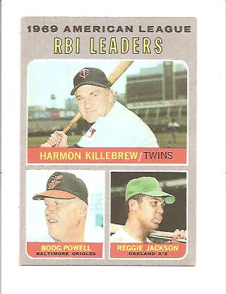 1970 Topps #64 AL RBI Leaders/Harmon Killebrew/Boog Powell/Reggie Jackson