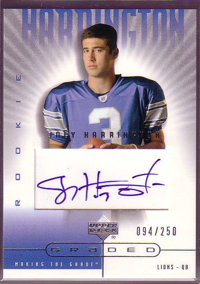 2002 UD Graded #196 Joey Harrington P AU RC