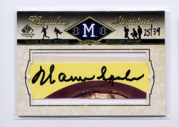 2008 SP Legendary Cuts Legendary Cut Signatures #WS Warren Spahn/39