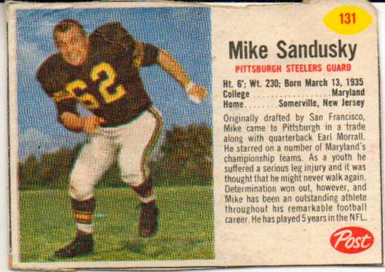 1962 Post Cereal #131 Mike Sandusky
