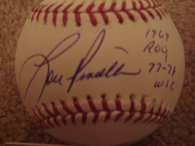 Lou Piniella Autographed official Mlb baseball  With 1969 ROY & 77-78 W/C with Steiner Coa 