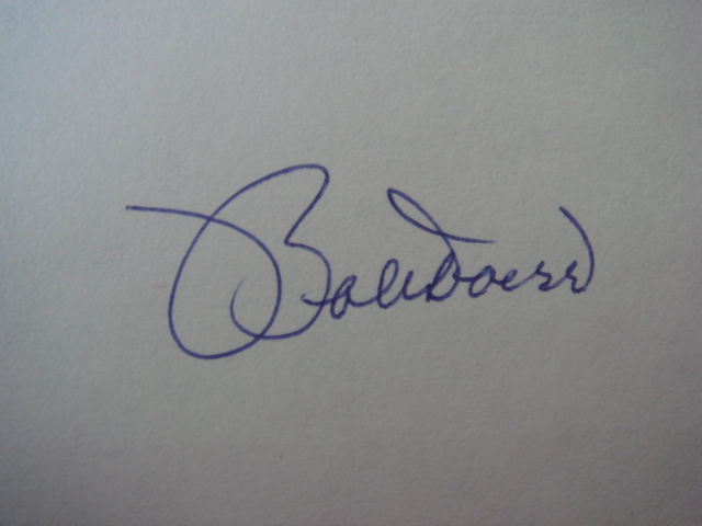 Bob Doerr Autographed 3 X 5 Card With COA