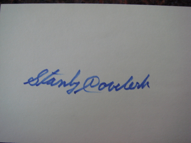 Stan Coveleski Autographed 3 X 5 Card With COA