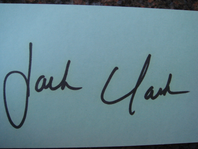 Jack Clark Autographed 3 X 5 Card With COA