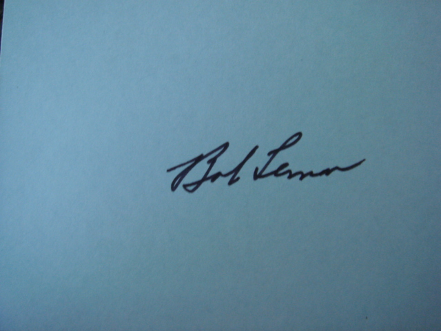 Bob Lemon Autographed 3 X 5 Card With COA