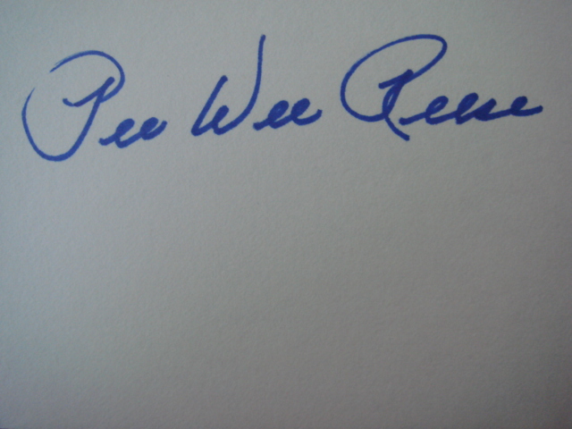 Pee Wee Reese Autographed 3 X 5 Card With COA
