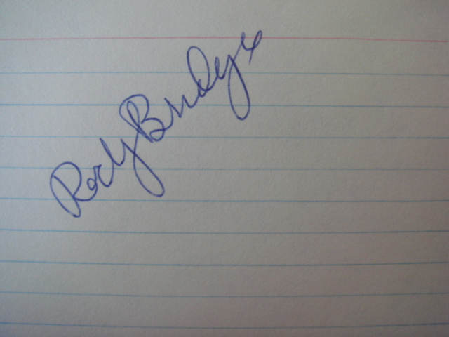 Rocky Bridges Autographed 3 X 5 Card With COA