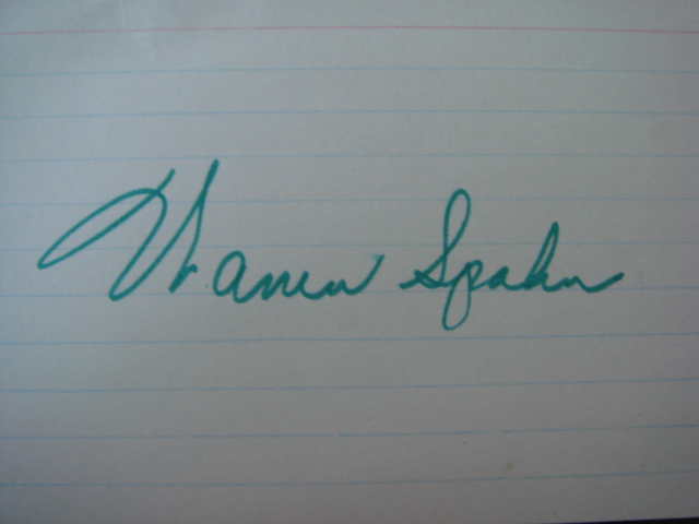 Warren Spahn Autographed 3 X 5 Card With COA