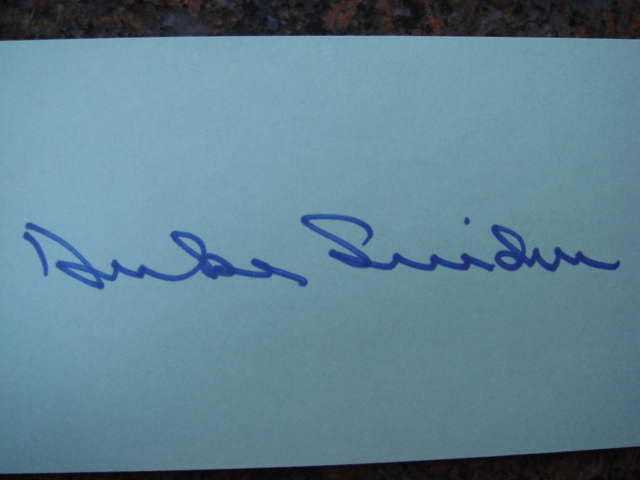 Duke Snider Autographed 3 X 5 Card With COA