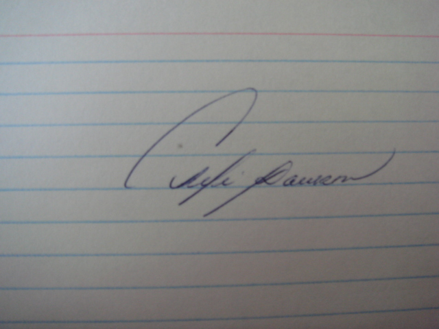 Andre Dawson Autographed 3 X 5 Card With COA