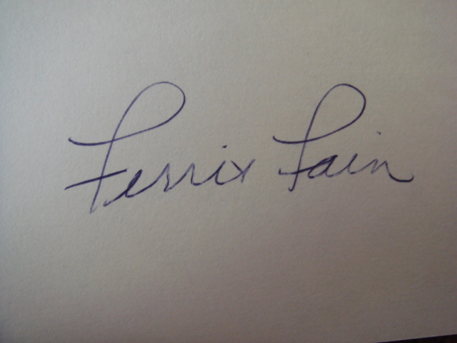 Ferris Fain Autographed 3 X 5 Card With COA