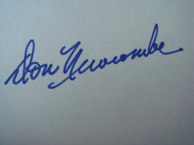 Don Newcombe Autographed 3 X 5 Card With COA