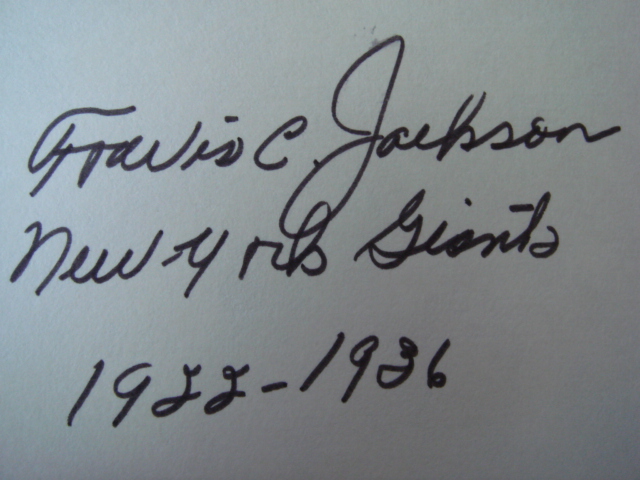 Travis Jackson Autographed 3 X 5 Card With COA 