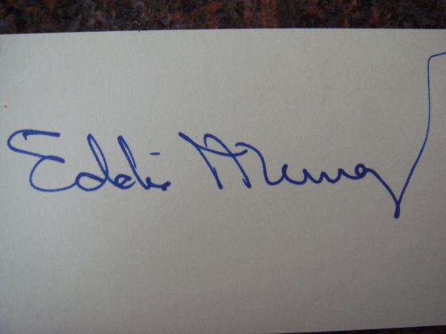 Eddie Murray Autographed 3 X 5 Card With COA