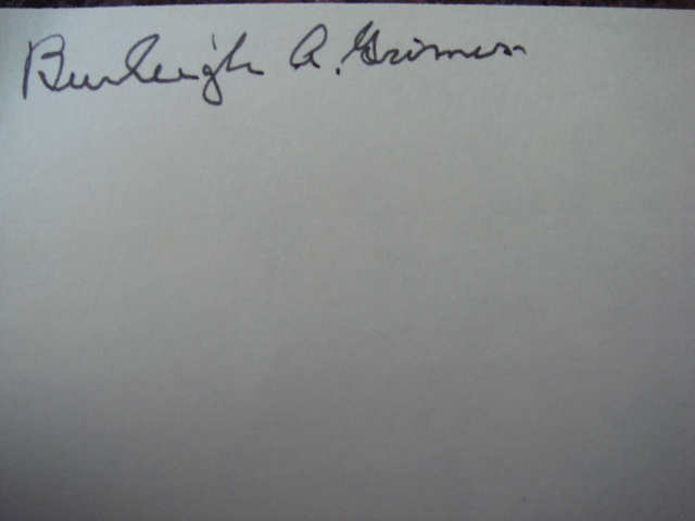 Burleigh Grimes Autographed 3 X 5 Card With COA