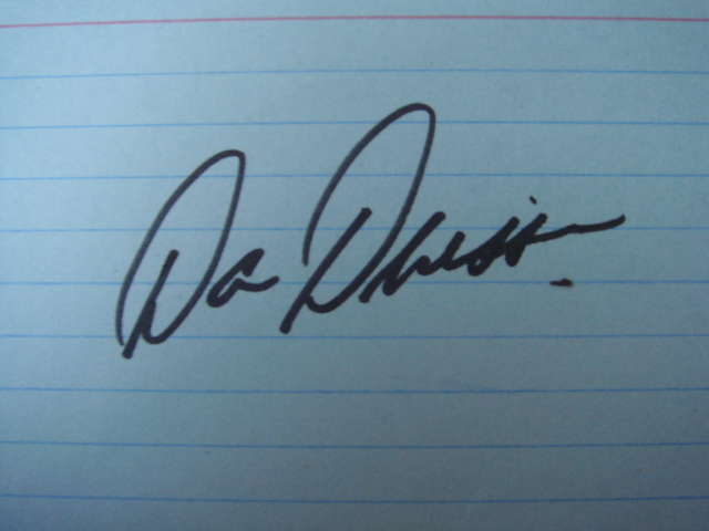 Dan Driessen Autographed 3 X 5 Card With COA