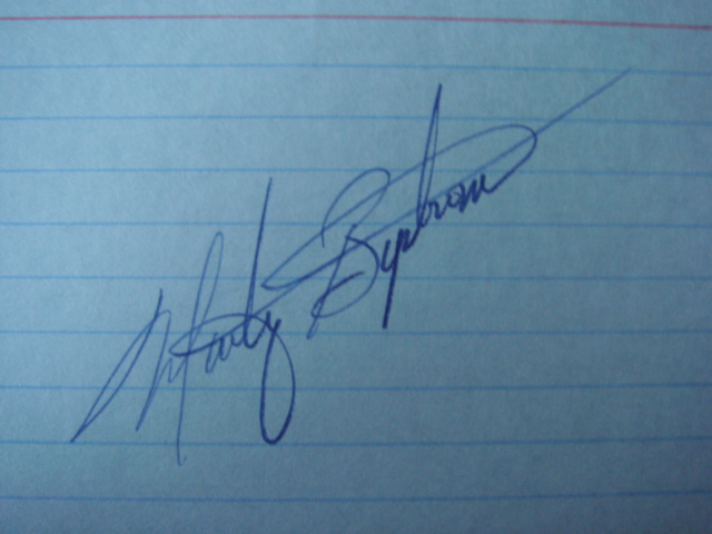 Marty Bystrom Autographed 3 X 5 Card With COA