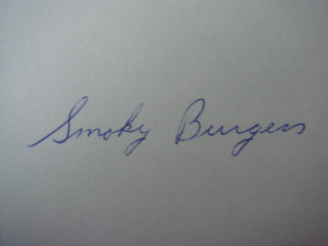 Smoky Burgess Autographed 3 X 5 Card With COA