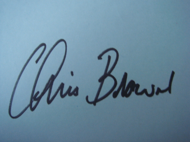 Chris Brown Autographed 3 X 5 Card With COA
