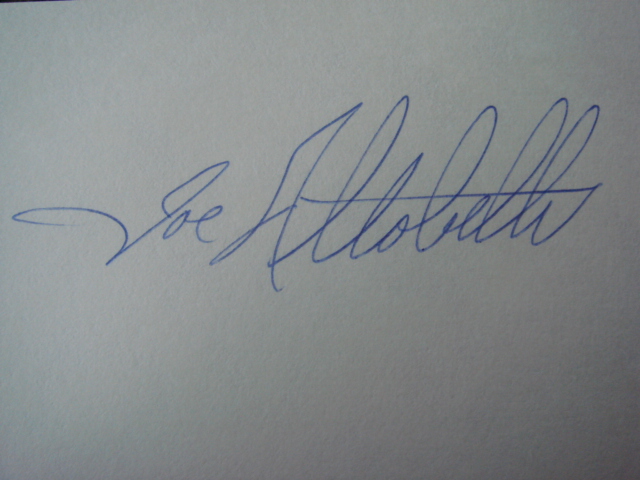 Joe Altobelli Autographed 3 X 5 Card With COA