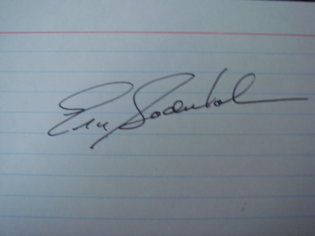 Eric Soderholm Autographed 3 X 5 Card With COA
