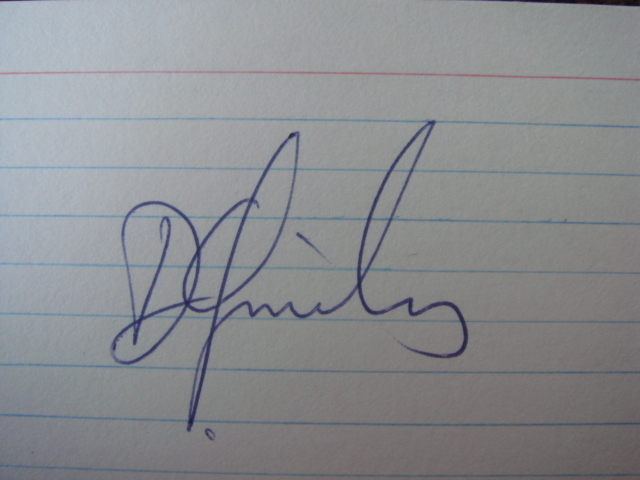 Dan Quisenberry Autographed 3 X 5 Card With COA