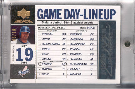 2007 UD Black Game Day Lineup Autographs Gold Spectrum #AE Andre Ethier