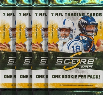 5 PACK LOT : 2010 Score Football Factory Sealed Pack (1 Rookie Card & 1 Glossy Parallel in EVERY Pack) 