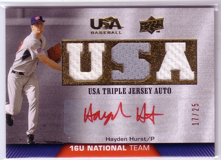 2009-10 USA Baseball 16U National Team Jersey Autographs Red #HH Hayden Hurst