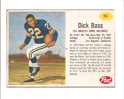 1962 Post Cereal #161 Dick Bass