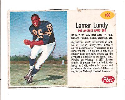 1962 Post Cereal #166 Lamar Lundy