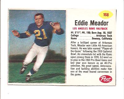 1962 Post Cereal #168 Ed Meador
