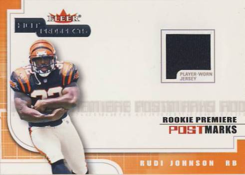 2001 Hot Prospects Rookie Premiere Postmarks Jerseys #14 Rudi Johnson