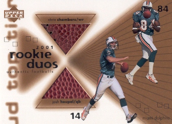 2001 Upper Deck Top Tier Rookie Duos Footballs #RDHC Josh Heupel/Chris Chambers