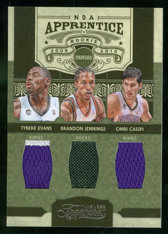 2009-10 Timeless Treasures NBA Apprentice Triple Materials #13 Tyreke Evans/Brandon Jennings/Omri Casspi