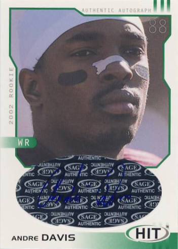 2002 SAGE HIT Autographs Emerald #H44 Andre Davis