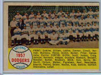 1958 Topps #71 Los Angeles Dodgers TC