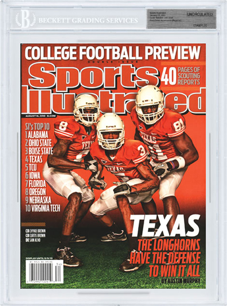 SPORTS ILLUSTRATED BGS SI Uncirculated TEXAS LONGHORNS Regional 8/16/10