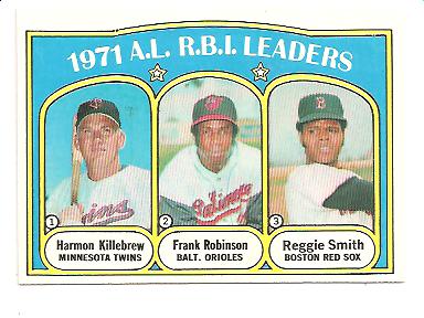 1972 Topps #88 AL RBI Leaders/Harmon Killebrew/Frank Robinson/Reggie Smith
