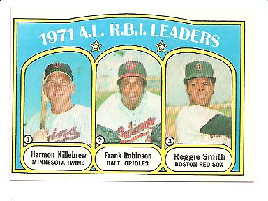 1972 Topps #88 AL RBI Leaders/Harmon Killebrew/Frank Robinson/Reggie Smith