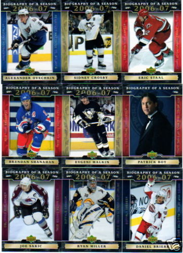 2006-07 Upper Deck Biography of a Season Set of 15 Hockey Cards