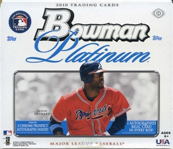 2010 Bowman PLATINUM Baseball Factory Sealed HOBBY Box - NOW 4 AUTOGRAPHED ( Possible Jason Heyward Buster Posey ) Cards & 48 Platinum Chrome Cards Per Box - In Stock Now      front image