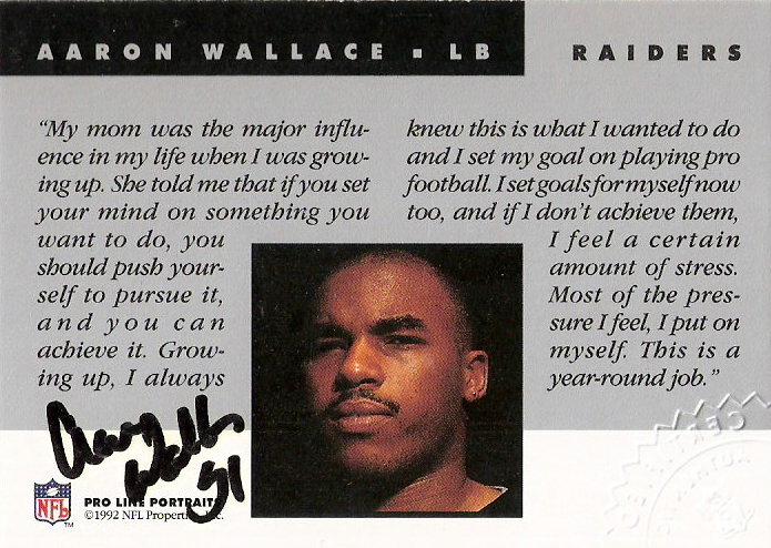 1992 Pro Line Portraits Autographs #148 Aaron Wallace