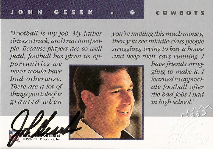1992 Pro Line Portraits Autographs #53 John Gesek