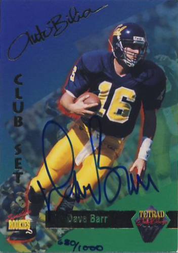 1995 Signature Rookies Tetrad Autobilia Autographed Cards #55 Dave Barr