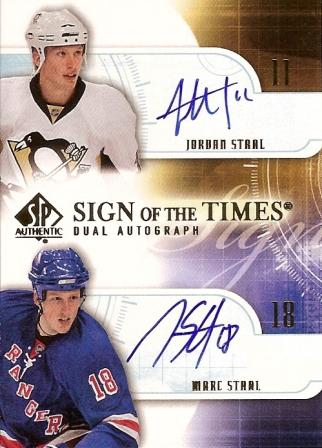 2008-09 SP Authentic Sign of the Times Duals #ST2SS Jordan Staal/Marc Staal