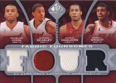 2009-10 SP Game Used Fabric Foursomes #F4MWCB Michael Beasley/Daequan Cook/Dorell Wright/Jamaal Magloire