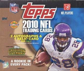 1 SEALED PACK : 2010 Topps Football Factory Sealed HTA Jumbo Pack  (2 Autographs & 1 Memorabilia Card + 10 Gridiron Giveaway Redemptions Per Box)    